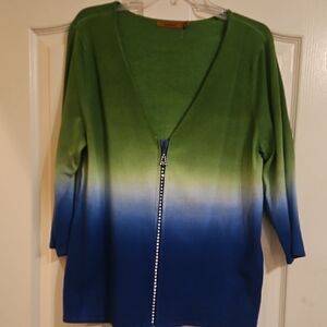 Green and Blue Ombre Cardigan Size 2x New But No Tags